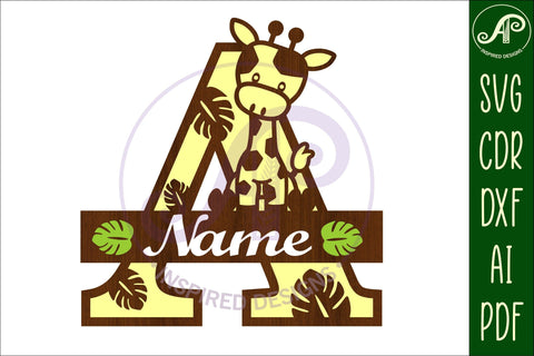 Giraffe monogram letter A SVG cut files SVG APInspireddesigns 