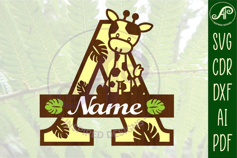 Giraffe monogram letter A SVG cut files SVG APInspireddesigns 