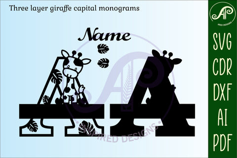 Giraffe monogram letter A SVG cut files SVG APInspireddesigns 
