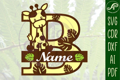 Giraffe monogram letter B SVG cut file SVG APInspireddesigns 