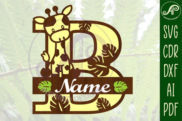 Giraffe monogram letter B SVG cut file SVG APInspireddesigns 