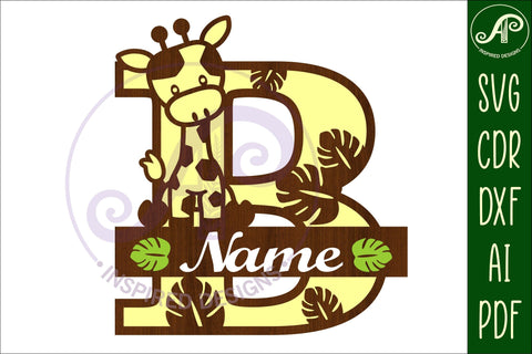 Giraffe monogram letter B SVG cut file SVG APInspireddesigns 
