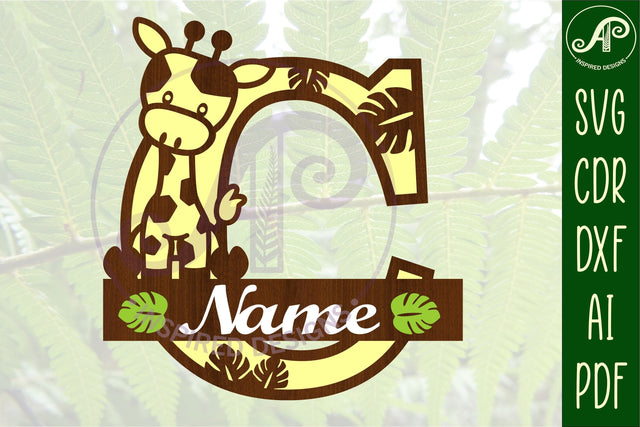 Giraffe monogram letter C SVG cut file SVG APInspireddesigns 