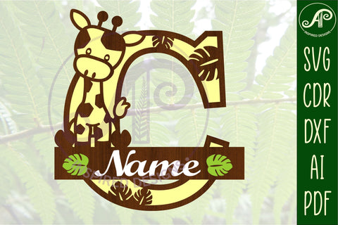 Giraffe monogram letter C SVG cut file SVG APInspireddesigns 