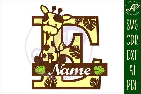 Giraffe monogram letter E SVG cut file SVG APInspireddesigns 