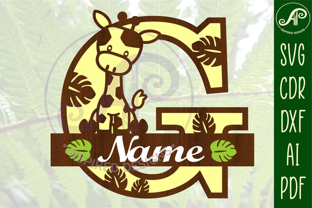 Giraffe monogram letter G SVG cut file SVG APInspireddesigns 