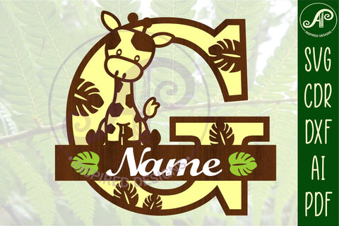 Giraffe monogram letter G SVG cut file SVG APInspireddesigns 