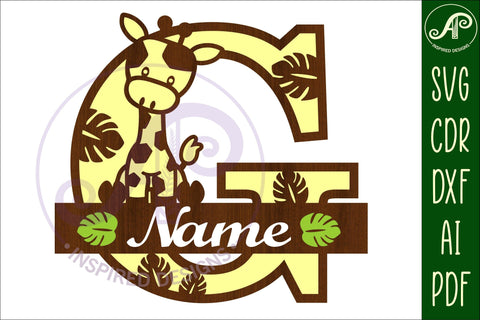 Giraffe monogram letter G SVG cut file SVG APInspireddesigns 