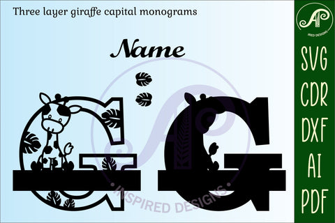 Giraffe monogram letter G SVG cut file SVG APInspireddesigns 