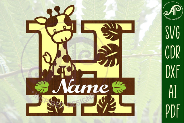 Giraffe monogram letter H SVG cut file SVG APInspireddesigns 