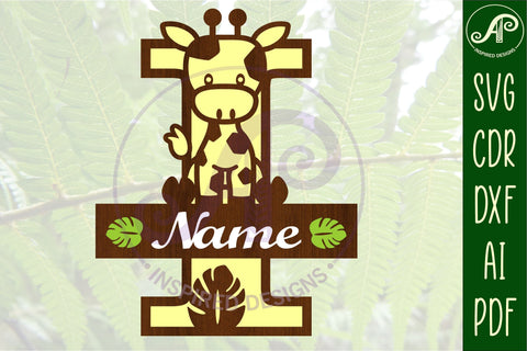 Giraffe monogram letter I SVG cut file SVG APInspireddesigns 