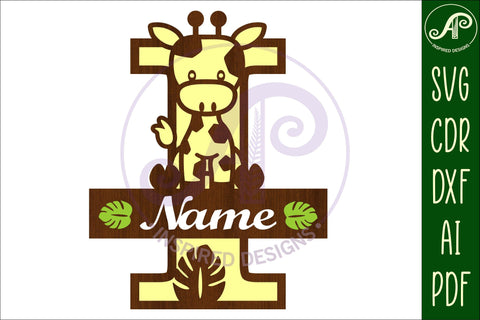 Giraffe monogram letter I SVG cut file SVG APInspireddesigns 