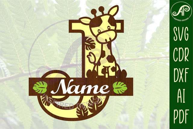 Giraffe monogram letter J SVG cut file SVG APInspireddesigns 