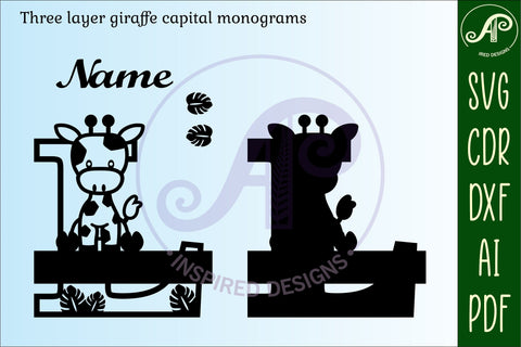 Giraffe monogram letter L SVG cut file SVG APInspireddesigns 
