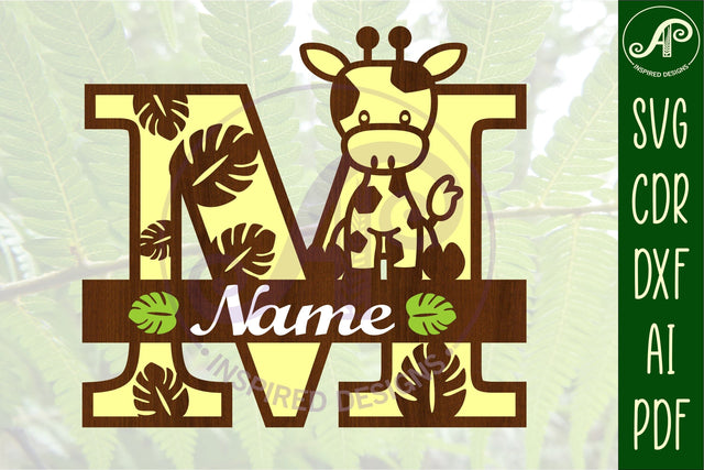 Giraffe monogram letter M SVG cut file SVG APInspireddesigns 