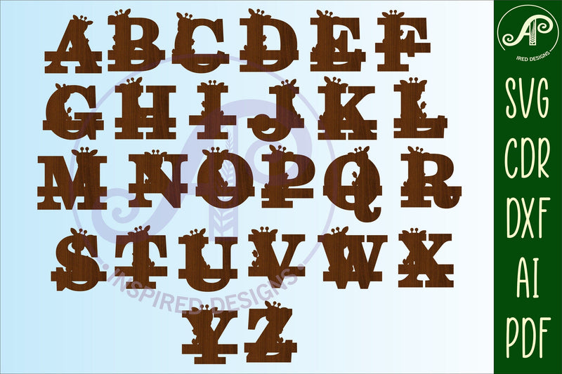Giraffe monogram letter Name signs 3 layer design bundle - So Fontsy