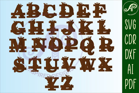 Giraffe monogram letter Name signs 3 layer design bundle SVG APInspireddesigns 