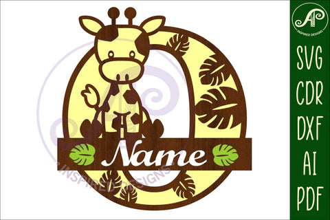 Giraffe monogram letter O SVG cut file SVG APInspireddesigns 