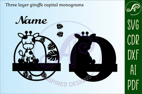 Giraffe monogram letter O SVG cut file SVG APInspireddesigns 
