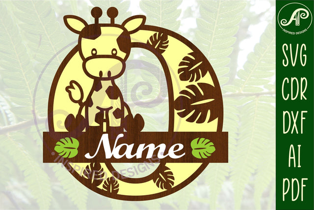Giraffe monogram letter O SVG cut file SVG APInspireddesigns 