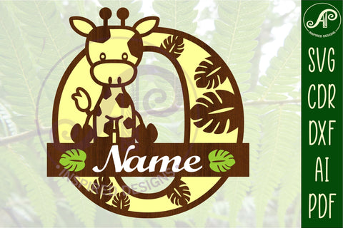 Giraffe monogram letter O SVG cut file SVG APInspireddesigns 