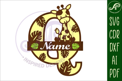 Giraffe monogram letter Q SVG cut file SVG APInspireddesigns 