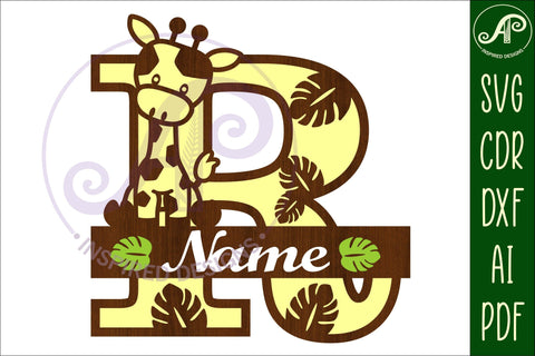 Giraffe monogram letter R SVG cut file SVG APInspireddesigns 
