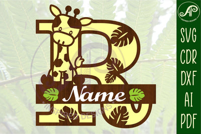 Giraffe monogram letter R SVG cut file SVG APInspireddesigns 