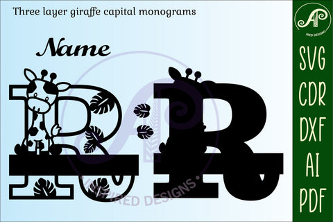 Giraffe monogram letter R SVG cut file SVG APInspireddesigns 