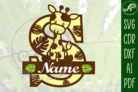 Giraffe monogram letter S SVG cut file SVG APInspireddesigns 