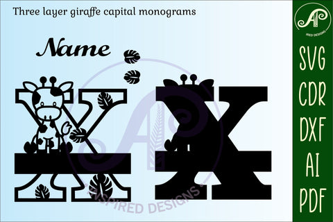 Giraffe monogram letter X SVG cut file SVG APInspireddesigns 