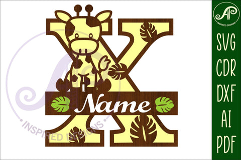 Giraffe monogram letter X SVG cut file SVG APInspireddesigns 