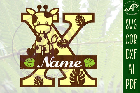Giraffe monogram letter X SVG cut file SVG APInspireddesigns 