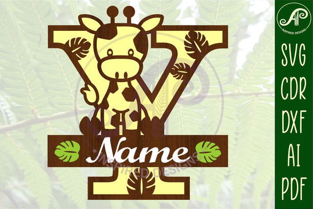 Giraffe monogram letter Y SVG cut file SVG APInspireddesigns 