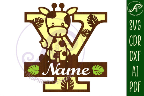 Giraffe monogram letter Y SVG cut file SVG APInspireddesigns 