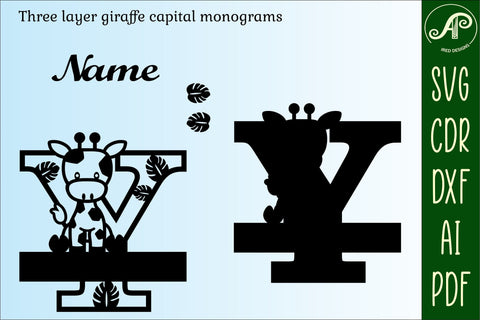 Giraffe monogram letter Y SVG cut file SVG APInspireddesigns 