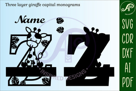 Giraffe monogram letter Z SVG cut file SVG APInspireddesigns 