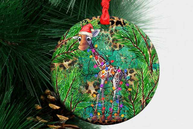 Giraffe Ornament PNG, Christmas PNG, Christmas Sublimation, Round Sublimate, Christmas Waterslide Image, Printable Digital Design Sublimation BOO-design 