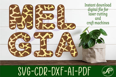 Giraffe print letters alphabet set. 26 layered letters. SVG APInspireddesigns 