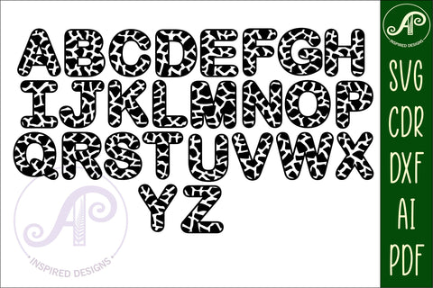 Giraffe print letters alphabet set. 26 layered letters. SVG APInspireddesigns 