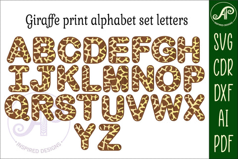 Giraffe print letters alphabet set. 26 layered letters. SVG APInspireddesigns 