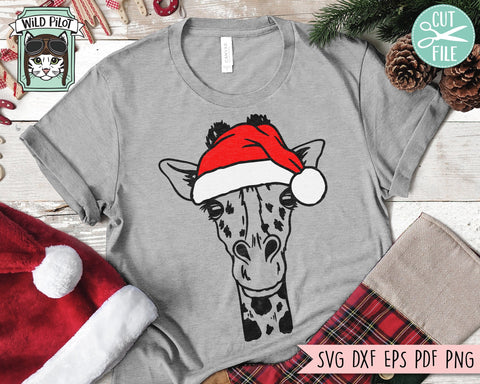 Giraffe Santa hat svg file, Giraffe with Hat svg, Christmas svg file, Giraffe svg, Christmas cut file, Christmas Animals svg file, Zoo svg SVG Wild Pilot 