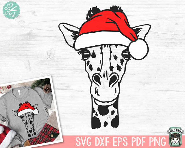 Giraffe Santa hat svg file, Giraffe with Hat svg, Christmas svg file, Giraffe svg, Christmas cut file, Christmas Animals svg file, Zoo svg SVG Wild Pilot 