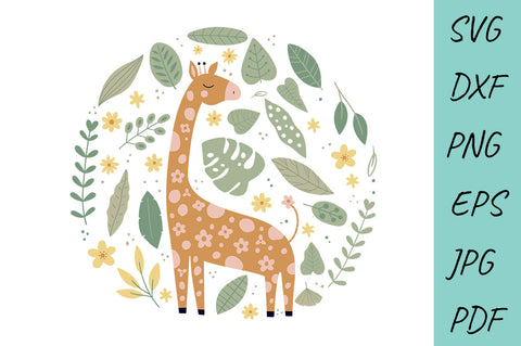 Giraffe SVG, Flower Giraffe, Animal SVG, Baby print SVG Irina Ostapenko 