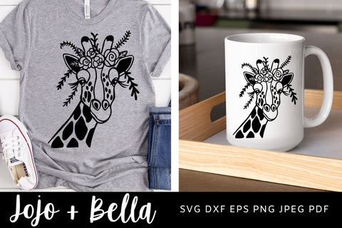 Giraffe SVG, Giraffe Flowers Svg, Giraffe Cartoon Svg, Giraffe Head Svg cut file for Cricut, Silhouette SVG Jojo&Bella 