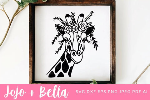 Giraffe SVG, Giraffe Flowers Svg, Giraffe Cartoon Svg, Giraffe Head Svg cut file for Cricut, Silhouette SVG Jojo&Bella 