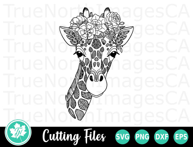 Giraffe SVG | Zentangle SVG | Mandala SVG | Flowers SVG TrueNorthImagesCA 