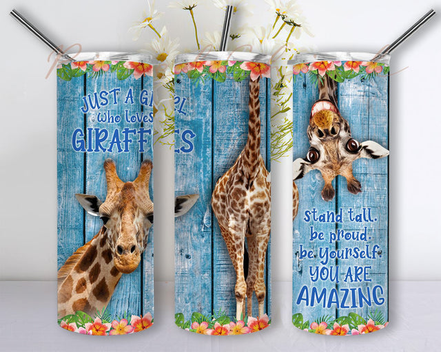 Giraffe Tumbler PNG, Giraffe Tumbler Wrap PNG 20 oz Skinny Tumbler Sublimation Designs Digital Download Sublimation PixelChick 