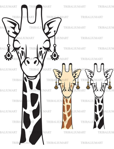 Giraffe with earrings SVG TribaliumArtSF 