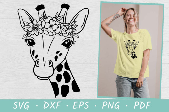 Giraffe with flower crown SVG | Giraffe SVG | Giraffe Face SVG Irina Ostapenko 